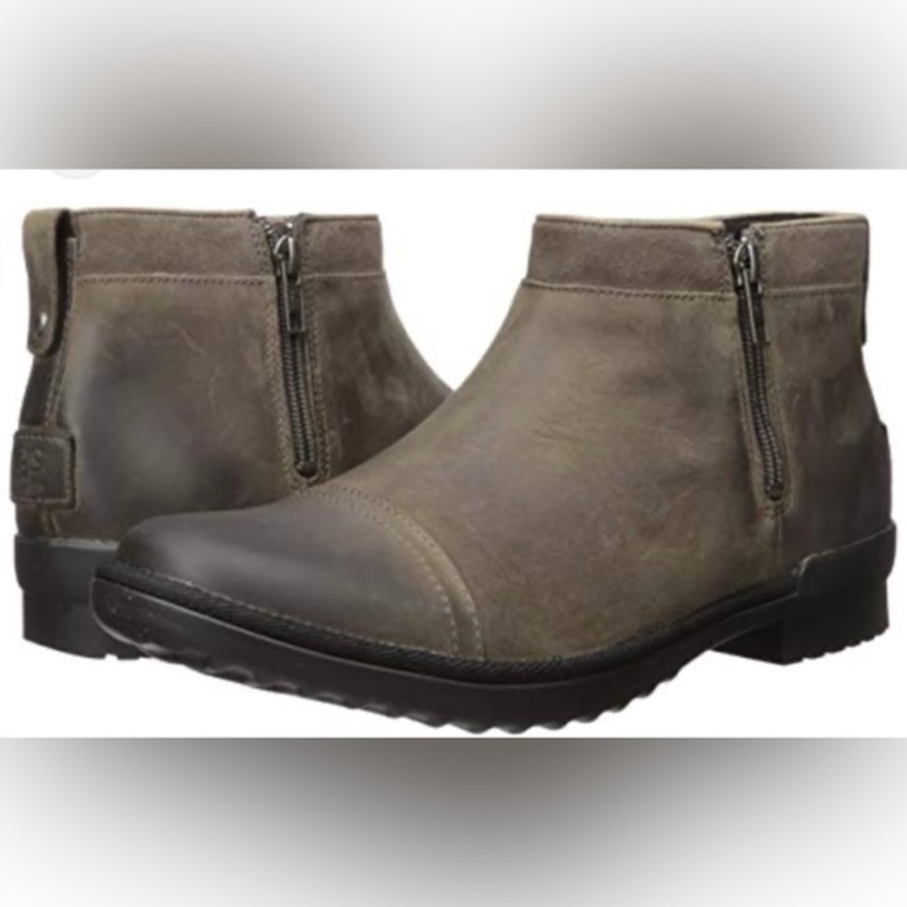UGG Women's Brown Booties Side‎ Zip Ankle Boots attell water resistant new 6